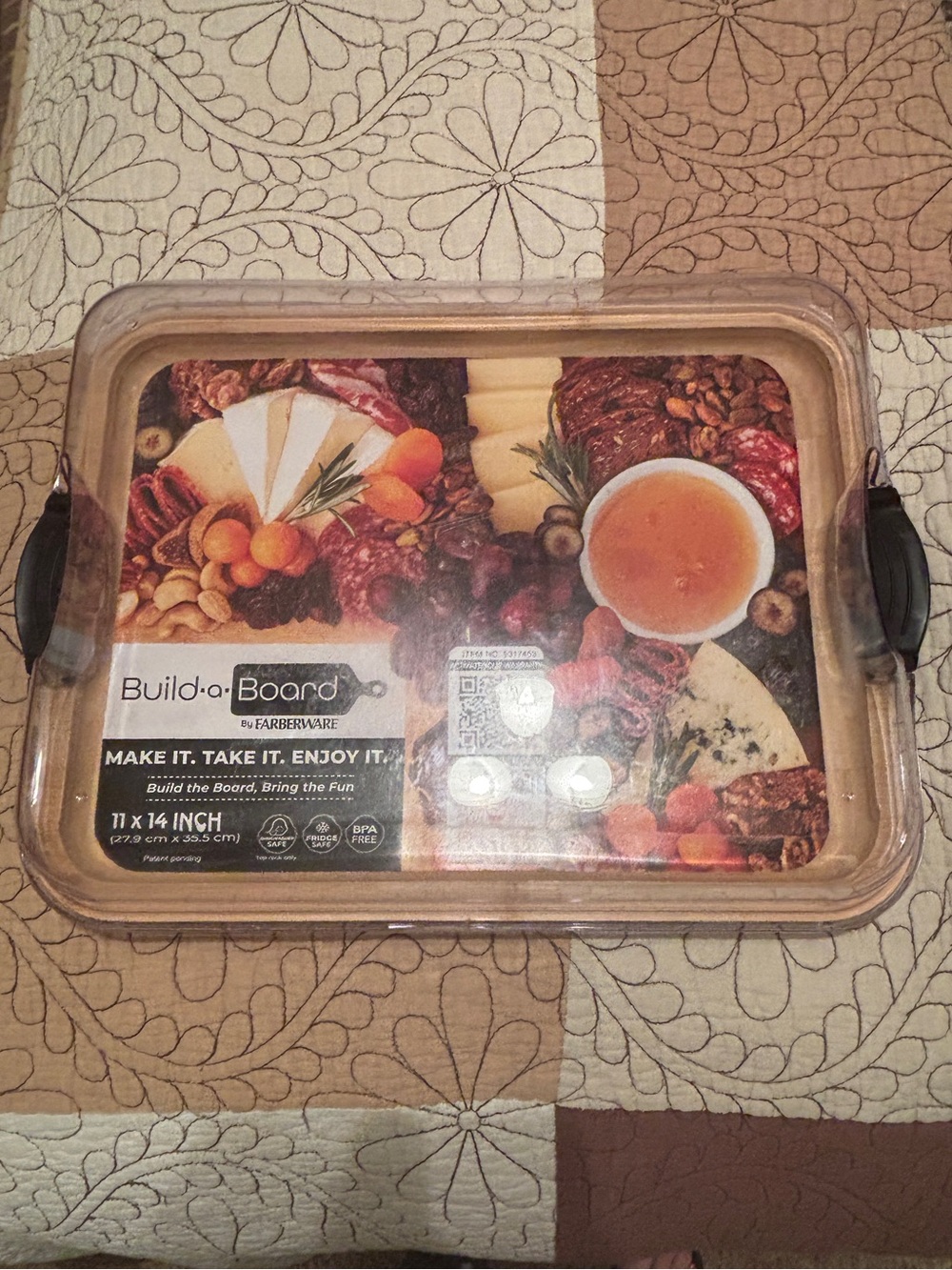 Farberware Build-a-Board 11x14 Bamboo Charcuterie Board w/ Locking Lid NEW